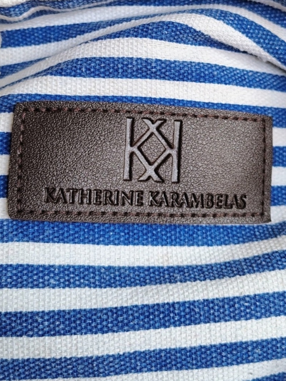 Katherine Karambelas Blue & White Striped Canvas Tote - Picture 5 of 13